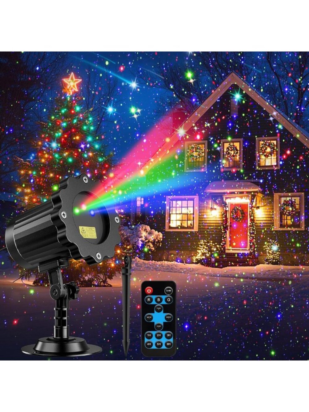 Waterproof RGB Christmas Projector Lights - Moving Twinkles for Outdoor Holiday